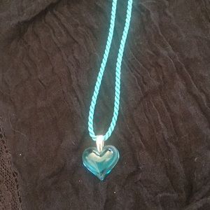 Lalique crystal heart in turquoise